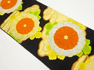 菊模様織出し袋帯